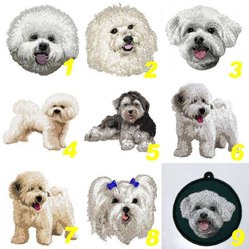 Gestickter Aufnäher, Bolognese Malteser Bichon Frise, Weihnachtskugel, Baumschmuck, Aufbügel - Oder Nähmaschinenstickerei, Von Team Numerik von TextilePersonnalise