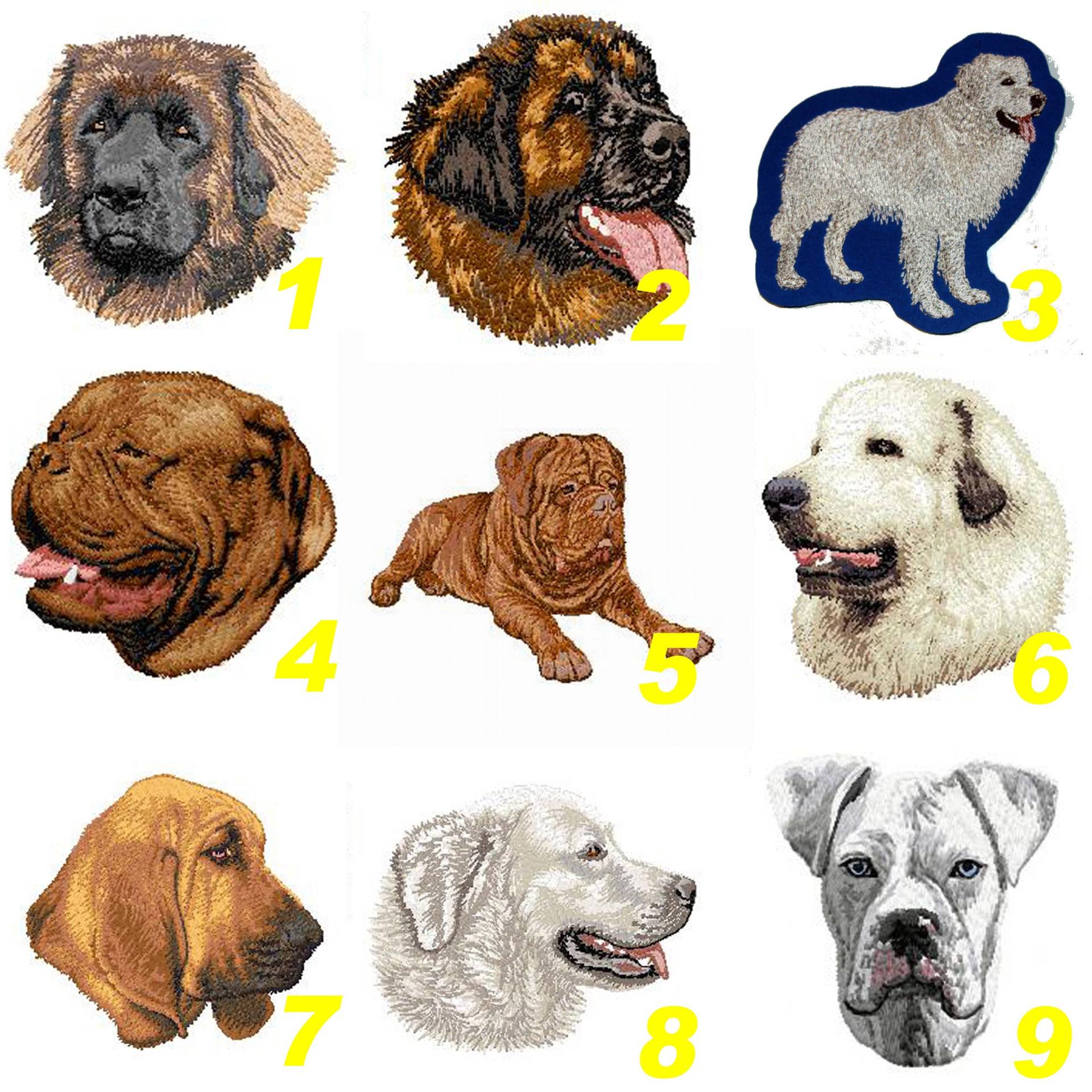 Gestickter Aufnäher Leonberger, Patou, Berg Der Pyrenäen, Bordeauxroter Mastiff, Bluthund, Tatra, Boxer, Heiliger Hubert, Wappen, Zum Aufbügeln von TextilePersonnalise