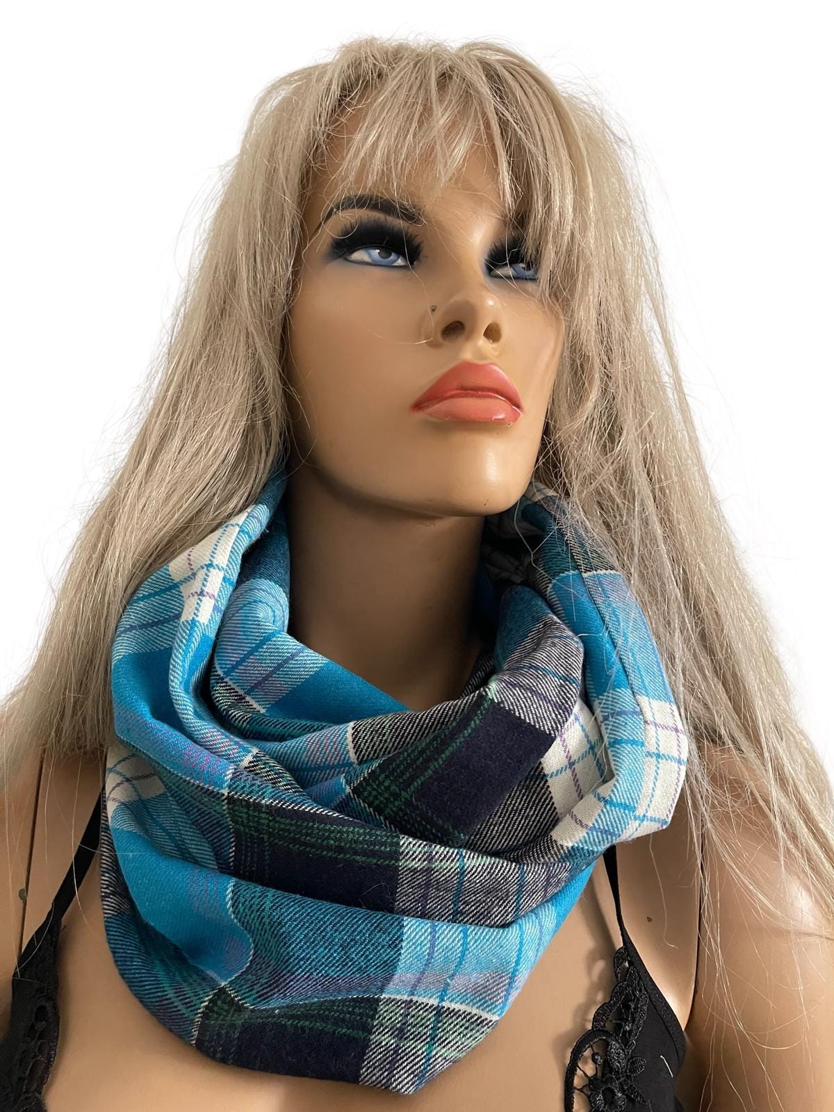 Blau Karierter Endlos-Schal Winterloop, Unisex Blau Karierter Endlos-Schal Winterloop, Unisex von Textilemonster