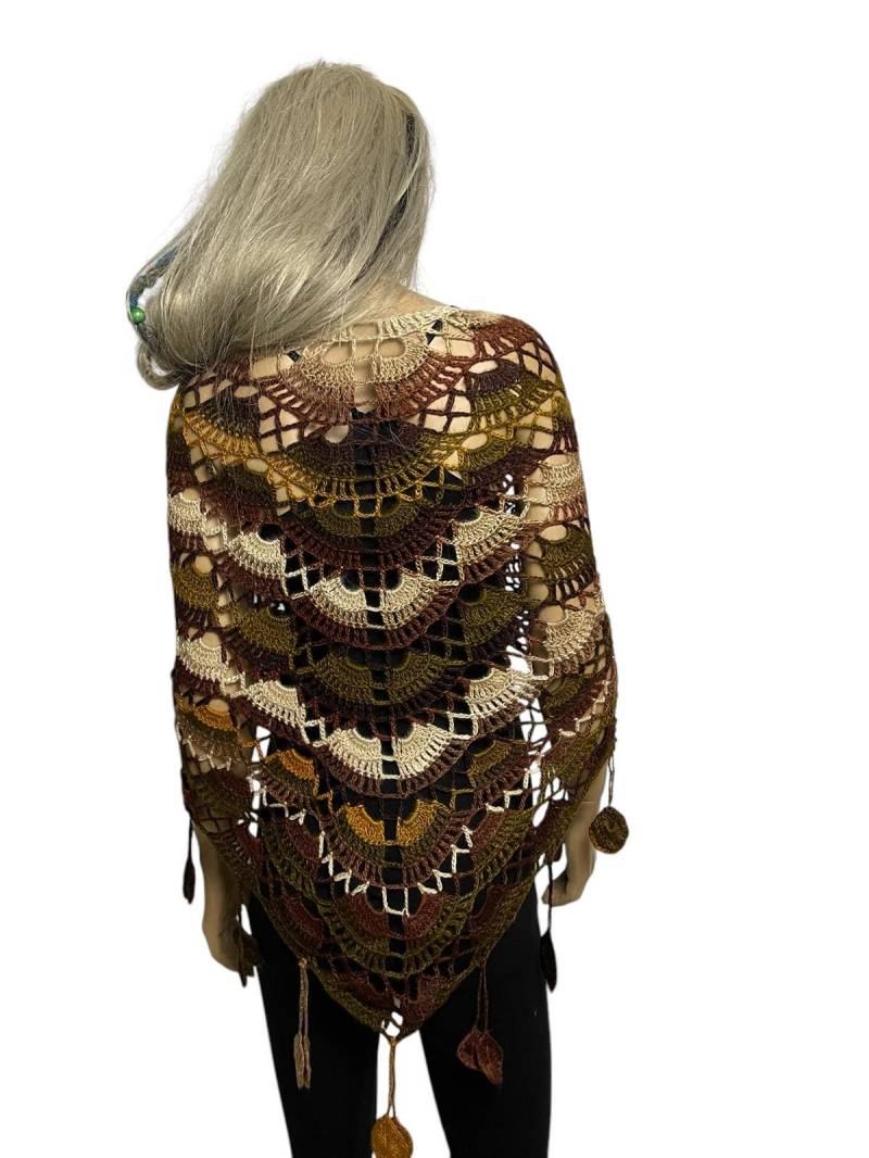 Boho Häkel Dreieckstuch Herbstfarben, Seide Mohair Mischung Boho Häkel Dreieckstuch Herbstfarben, Seide Mohair Mischung von Textilemonster