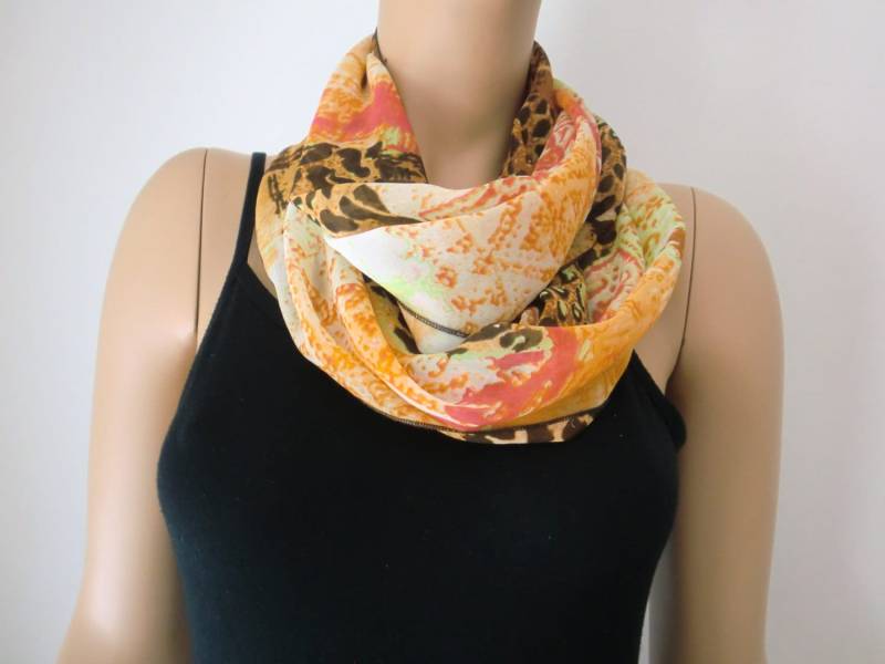 Chiffon Schlauchschal, Endlosschal, Erntefarben, Patchworkdruck/Chiffonschal Sofortige Befriedigung Chiffon Schlauchschal, Endlosschal, Erntefarben, Patchworkdruck/Chiffonschal Sofortige Befriedigung von Textilemonster