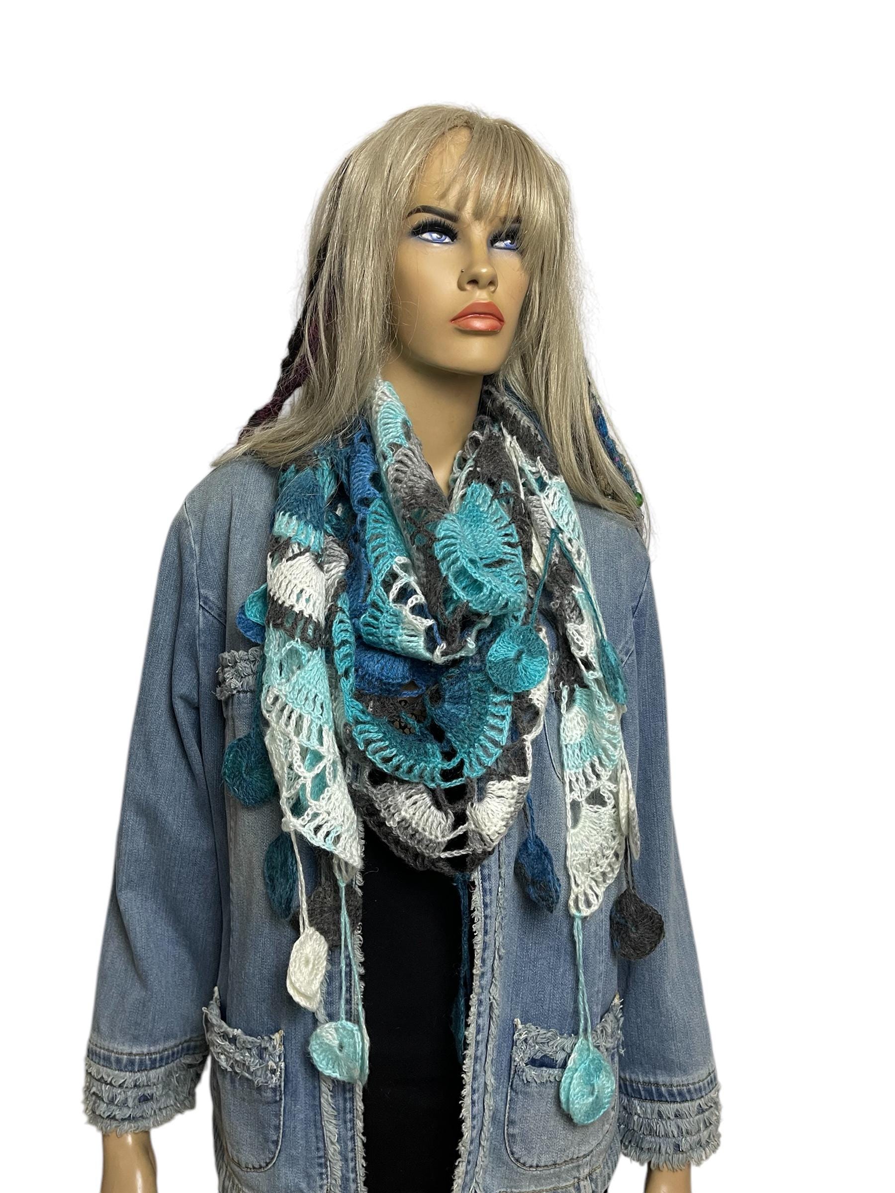 Häkelspitze Mohair Schal Boho Fransen Schal Häkelspitze Mohair Schal Boho Fransen Schal von Textilemonster