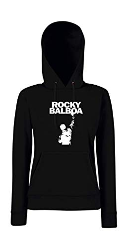 Kapuzenpullover für Frauen - Rocky Balboa (Schwarz, L) von Textilhandel Hering