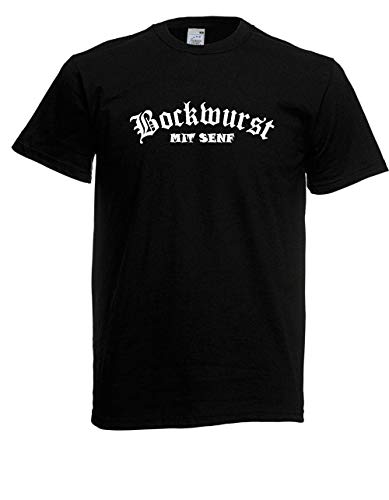 T-Shirt -Bockwurst mit Senf (Schwarz, 3XL) von Textilhandel Hering