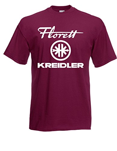 T-Shirt - Florett Kreidler + Logo (Bordeaux, XL) von Textilhandel Hering