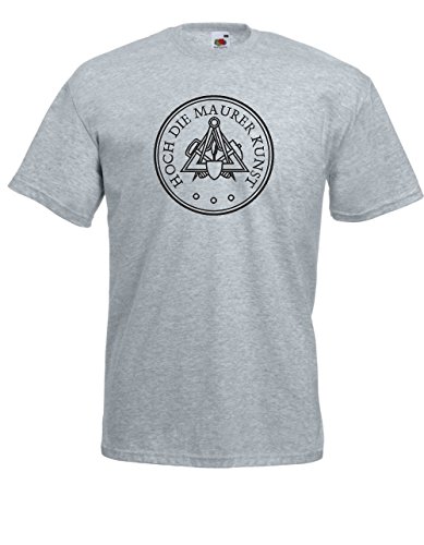 T-Shirt - HOCH DIE Maurer Kunst Zunftwappen Logo (Grau, M) von Textilhandel Hering
