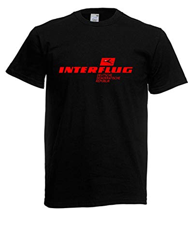 T-Shirt - Interflug DDR Retro Airline (Schwarz, M) von Textilhandel Hering