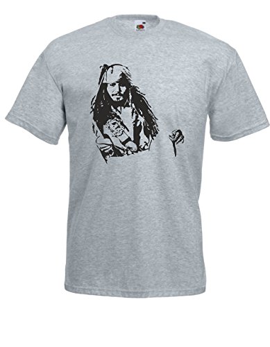 T-Shirt - Jack Sparrow Fluch der Karibik (Grau, S) von Textilhandel Hering