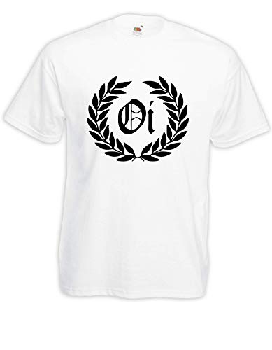 T-Shirt - OI! Lorbeerkranz Punk Hardcore (Weiß, XL) von Textilhandel Hering