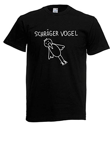 T-Shirt - Schräger Vogel (Schwarz, XL) von Textilhandel Hering