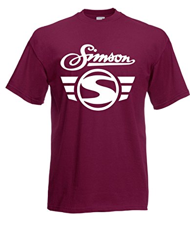 T-Shirt - Simson Logo + Schrift (Bordeaux, XL) von Textilhandel Hering