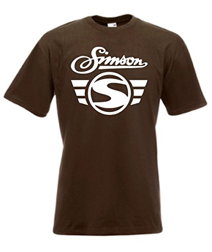 T-Shirt - Simson Logo + Schrift (Braun, L) von Textilhandel Hering