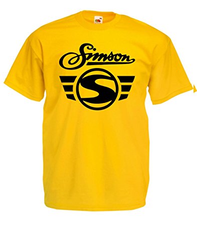 T-Shirt - Simson Logo + Schrift (Gelb, M) von Textilhandel Hering