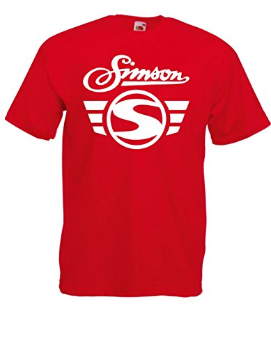 T-Shirt - Simson Logo + Schrift (Rot, L) von Textilhandel Hering