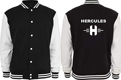 Textilhandel Hering Collegejacke - Hercules Logo + Schriftzug (Schwarz/Weiß, M) von Textilhandel Hering