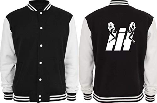 Textilhandel Hering Collegejacke - IHC Traktor Lustig Mädchen auf Logo (Schwarz/Weiß, L) von Textilhandel Hering