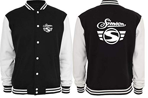 Textilhandel Hering Collegejacke - Simson Logo + Schrift (Schwarz/Weiß, L) von Textilhandel Hering