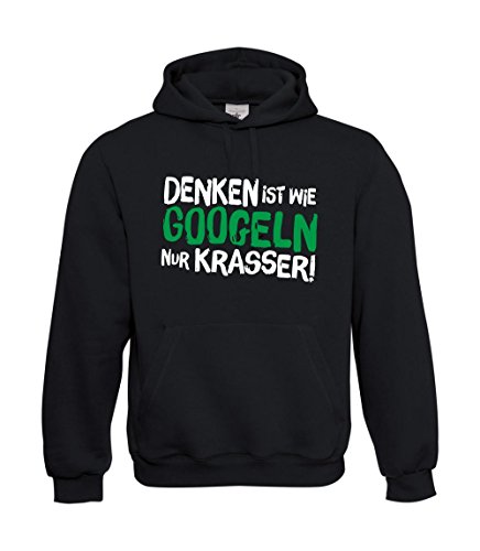 Textilhandel Hering Kapuzenpullover - Denken ist wie Googeln nur krasser! Fun (Schwarz, 3XL) von Textilhandel Hering