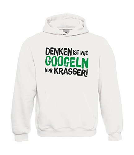 Textilhandel Hering Kapuzenpullover - Denken ist wie Googeln nur krasser! Fun (Weiß, XL) von Textilhandel Hering