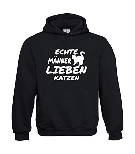 Textilhandel Hering Kapuzenpullover - Echte Männer lieben Katzen! Fun (Schwarz, 5XL) von Textilhandel Hering