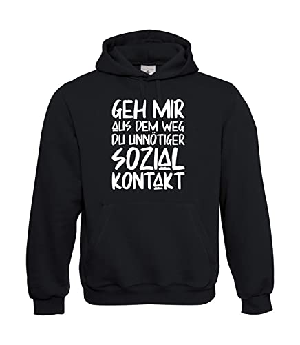 Textilhandel Hering Kapuzenpullover - GEH Mir aus dem Weg du unnötiger Sozial Kontakt (Schwarz, M, m) von Textilhandel Hering