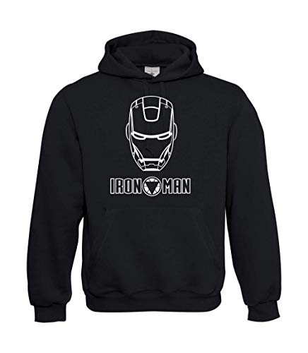 Textilhandel Hering Kapuzenpullover - Iron Man Mask & Logo (Schwarz, 4XL) von Textilhandel Hering