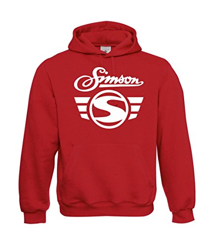 Textilhandel Hering Kapuzenpullover - Simson Logo + Schrift Fun (Rot, L) von Textilhandel Hering