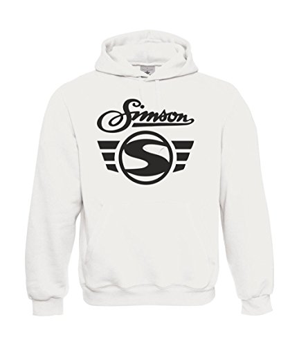 Textilhandel Hering Kapuzenpullover - Simson Logo + Schrift Fun (Weiß, XXL) von Textilhandel Hering