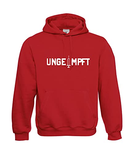 Textilhandel Hering Kapuzenpullover - UNGeimpft gegen Corona Anti Lockdown (Rot, M, m) von Textilhandel Hering