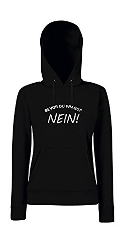 Textilhandel Hering Kapuzenpullover für Frauen - Bevor du Fragst - Nein! (Schwarz, XXL) von Textilhandel Hering