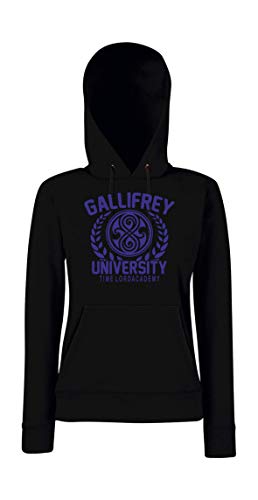 Textilhandel Hering Kapuzenpullover für Frauen - Gallifrey University Doctor Time Academy Who (Schwarz, XL) von Textilhandel Hering