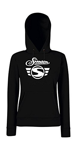 Textilhandel Hering Kapuzenpullover für Frauen - Simson Logo + Schrift (Schwarz, XS) von Textilhandel Hering