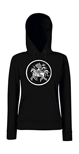 Textilhandel Hering Kapuzenpullover für Frauen - Sleipnir - Runen (Schwarz, S) von Textilhandel Hering