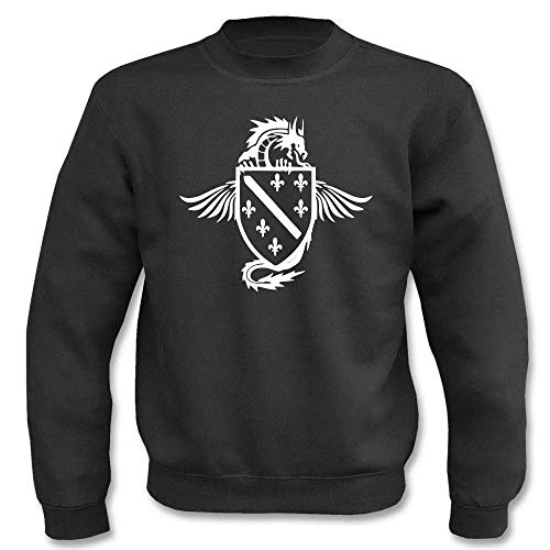 Textilhandel Hering Pullover - Bosnien Wappen mit Drachen (Schwarz, XL) von Textilhandel Hering