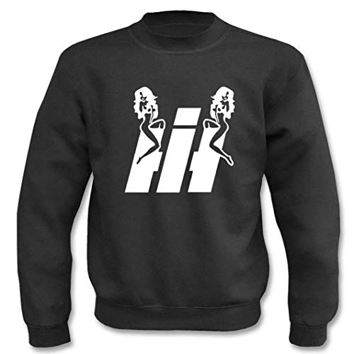 Textilhandel Hering Pullover - IHC International Harvester Traktor Lustig Mädchen auf Logo (Schwarz, M) von Textilhandel Hering