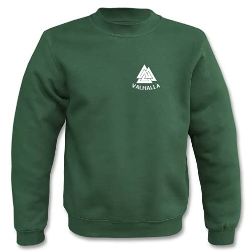 Textilhandel Hering Pullover - Valhalla Viking Wikinger Odin Thor Wodan Ragnar Vikings Motiv (Grün, M) von Textilhandel Hering