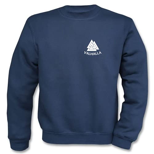 Textilhandel Hering Pullover - Valhalla Viking Wikinger Odin Thor Wodan Ragnar Vikings Motiv (Navy, L) von Textilhandel Hering