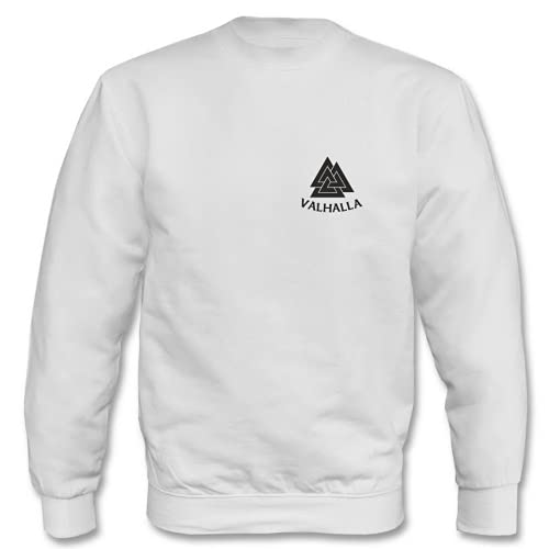 Textilhandel Hering Pullover - Valhalla Viking Wikinger Odin Thor Wodan Ragnar Vikings Motiv (Weiß, L) von Textilhandel Hering