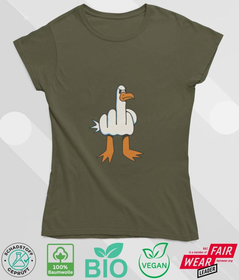 Freche Möwe - Bio Damen T-Shirt Mittelfinger Lustiges Geschenk von Textilzaubercom