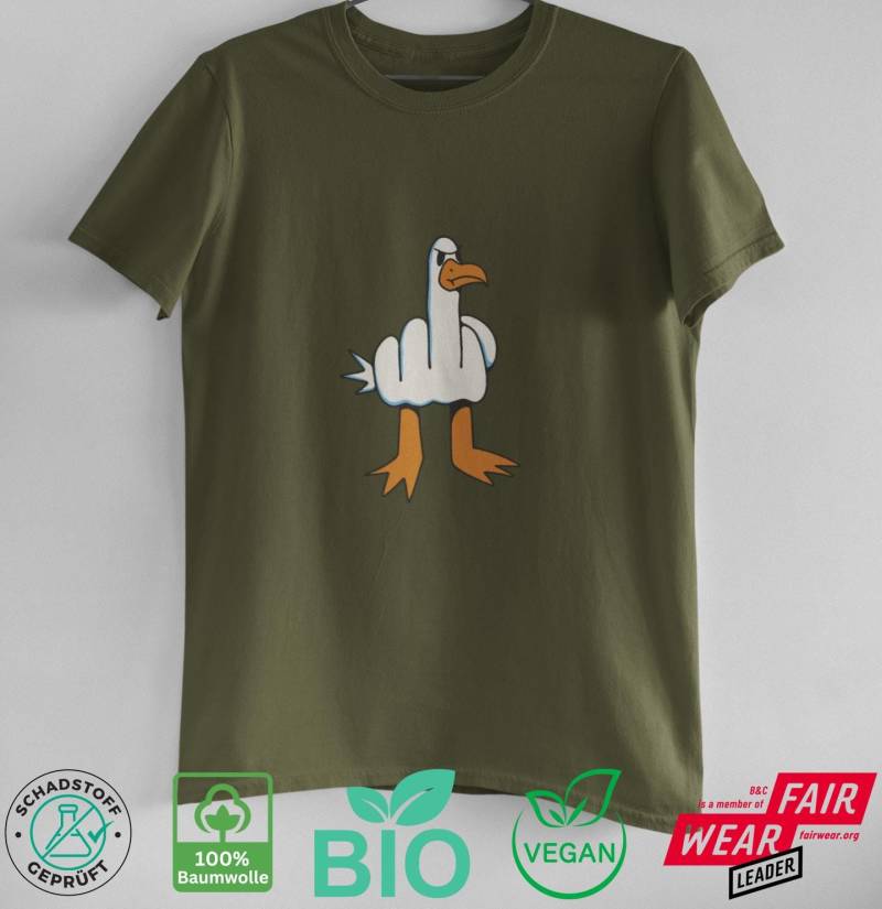 Freche Möwe - Bio Herren T-Shirt Mittelfinger Lustiges Geschenk von Textilzaubercom