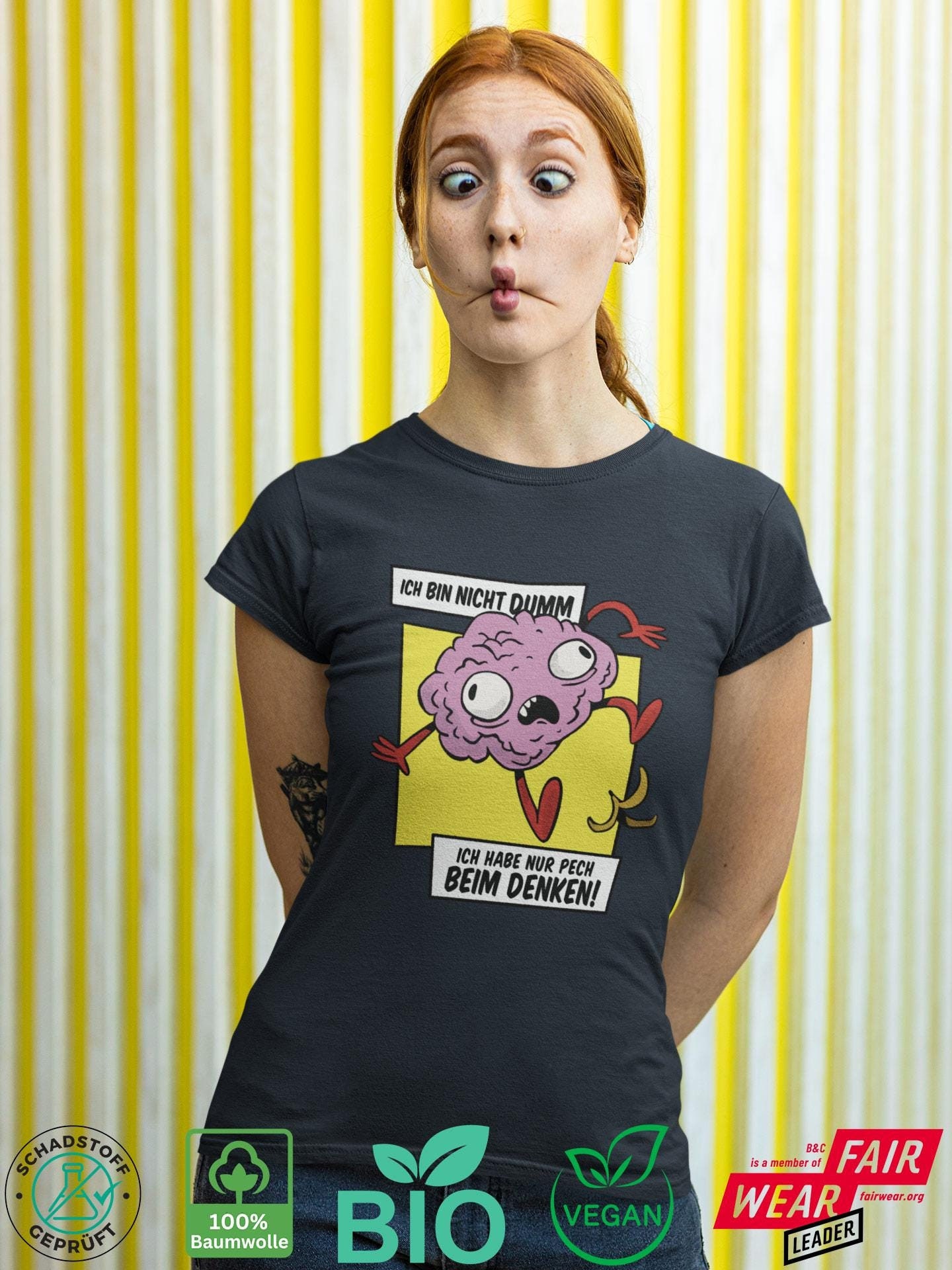 Pech Beim Denken - Bio Damen T-Shirt Lustiges Geschenk von Textilzaubercom