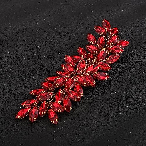 Teyglen Kristall Braut Hochzeit Haarspangen Braut Rot Strass Haarspange Handgemachte Full Strass Haarspange Haarteile Sparkly Kristall Kopfschmuck Haarschmuck für Frauen Braut Mädchen (Rot) von Teyglen
