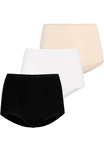 Teyli 3er Pack Pantys Damen – Bequeme Slips mit Hohem Bund – Klassische Damen Unterwäsche für Jeden Tag – Weiche und Angenehme Unterhosen für Frauen – Komfortable Slipform Damen Mehrfabrig L von Teyli