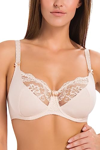 Teyli Damen BH - Minimizer BH Bügel - Baumwolle BH - BH Grosse Grössen - BH Große Brüste - Komfort Starker Halt BH - Damen Bügel Minimizer - Damen BHS Frauen Bra Beige 65E von Teyli