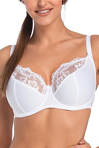 Teyli BH Bra Damen – BH Bügel - BH Grosse Grössen - BH Große Brüste - Komfort Starker Halt BH - Damen BHS Frauen Bra Weiß 75K von Teyli