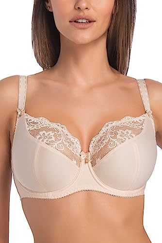 Teyli BH Bra Damen – BH Bügel - BH Grosse Grössen - BH Große Brüste - Komfort Starker Halt BH - Damen BHS Frauen Bra Beige 100B von Teyli