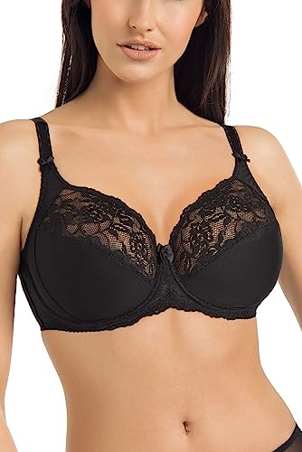 Teyli Damen BH - Minimizer BH mit Bügel - BH Grosse Grössen - BH Große Brüste - Komfort Starker Halt BH - Damen Bügel Minimizer - Damen BHS Frauen Bra Schwarz 75F von Teyli