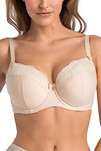 Teyli Damen BH mit Bügel - BH Gepolstert Bra - BH Grosse Grössen - BH Große Brüste - Komfort Starker Halt BH - Damen BHS Frauen Bra Beige 100G von Teyli