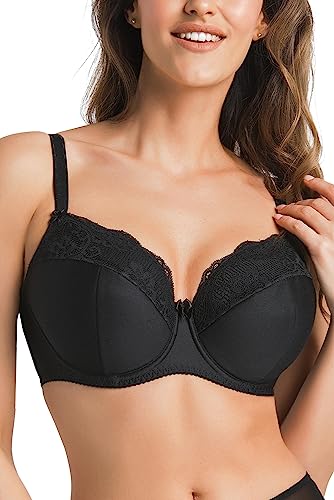 Teyli Damen BH mit Bügel - BH Gepolstert Bra - BH Grosse Grössen - BH Große Brüste - Komfort Starker Halt BH - Damen BHS Frauen Bra Schwarz 100J von Teyli