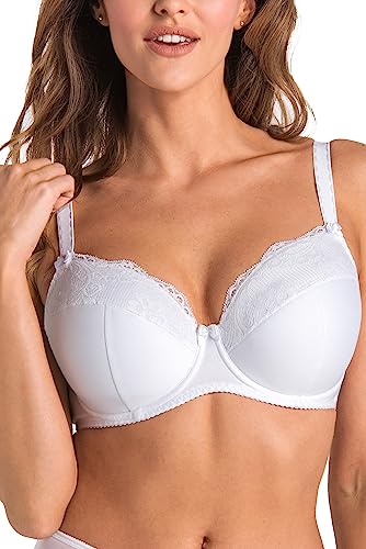 Teyli Damen BH mit Bügel - BH Gepolstert Bra - BH Grosse Grössen - BH Große Brüste - Komfort Starker Halt BH - Damen BHS Frauen Bra Weiß 100C von Teyli